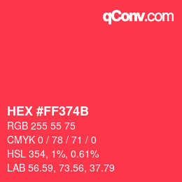 Color code: HEX #FF374B | qconv.com
