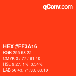 Color code: HEX #FF3A16 | qconv.com