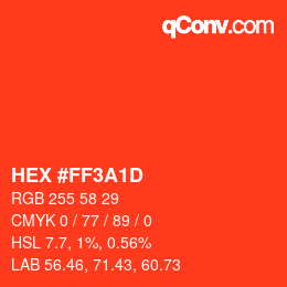 カラーコード: HEX #FF3A1D | qconv.com