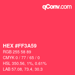 カラーコード: HEX #FF3A59 | qconv.com