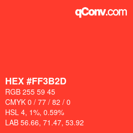 Color code: HEX #FF3B2D | qconv.com