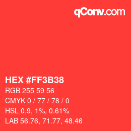 Código de color: HEX #FF3B38 | qconv.com
