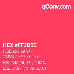 Código de color: HEX #FF3B5E | qconv.com