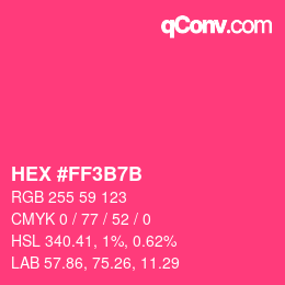 Color code: HEX #FF3B7B | qconv.com