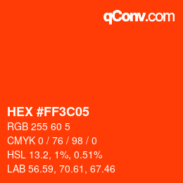 Color code: HEX #FF3C05 | qconv.com