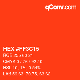Color code: HEX #FF3C15 | qconv.com