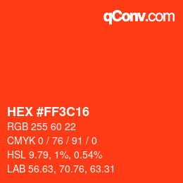 Color code: HEX #FF3C16 | qconv.com