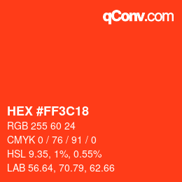 Color code: HEX #FF3C18 | qconv.com