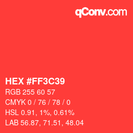 Color code: HEX #FF3C39 | qconv.com