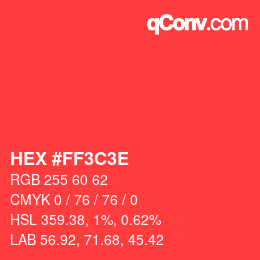 Código de color: HEX #FF3C3E | qconv.com