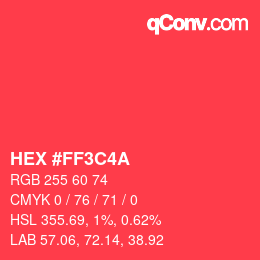 Color code: HEX #FF3C4A | qconv.com