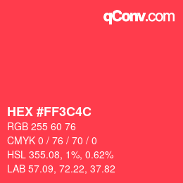 Color code: HEX #FF3C4C | qconv.com