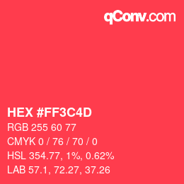Color code: HEX #FF3C4D | qconv.com