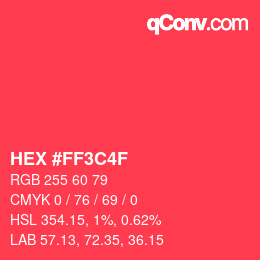 Color code: HEX #FF3C4F | qconv.com