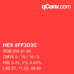 Color code: HEX #FF3D3C | qconv.com