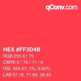 Color code: HEX #FF3D4B | qconv.com