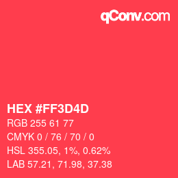 Color code: HEX #FF3D4D | qconv.com