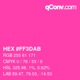 颜色代码: HEX #FF3DAB | qconv.com