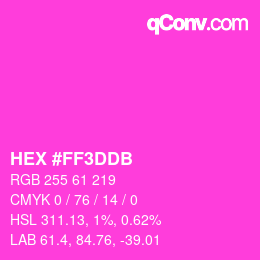 Color code: HEX #FF3DDB | qconv.com