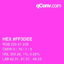 Color code: HEX #FF3DEE | qconv.com