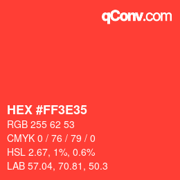 Color code: HEX #FF3E35 | qconv.com