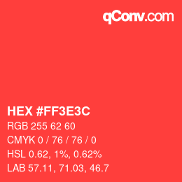 Código de color: HEX #FF3E3C | qconv.com