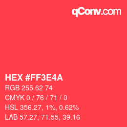 Color code: HEX #FF3E4A | qconv.com