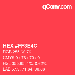 Color code: HEX #FF3E4C | qconv.com