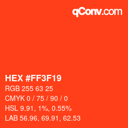 Color code: HEX #FF3F19 | qconv.com