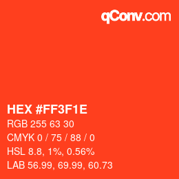 Color code: HEX #FF3F1E | qconv.com