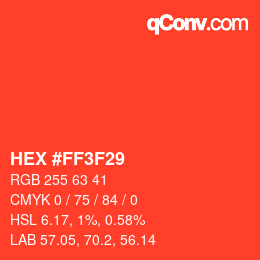 カラーコード: HEX #FF3F29 | qconv.com