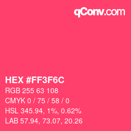 颜色代码: HEX #FF3F6C | qconv.com