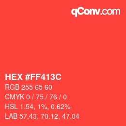 Color code: HEX #FF413C | qconv.com