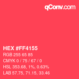 カラーコード: HEX #FF4155 | qconv.com