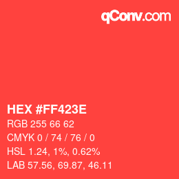 Color code: HEX #FF423E | qconv.com