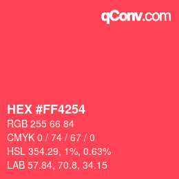 Color code: HEX #FF4254 | qconv.com