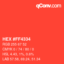 Color code: HEX #FF4334 | qconv.com