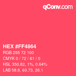 Color code: HEX #FF4864 | qconv.com
