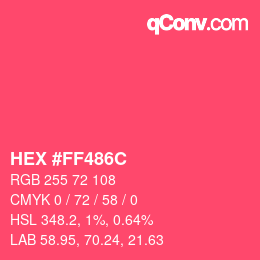 Color code: HEX #FF486C | qconv.com