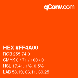 Farbcode: HEX #FF4A00 | qconv.com