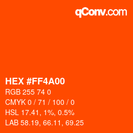 Farbcode: HEX #FF4A00 | qconv.com