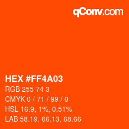 Color code: HEX #FF4A03 | qconv.com