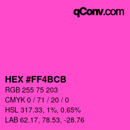 Color code: HEX #FF4BCB | qconv.com