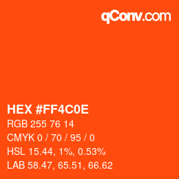 Color code: HEX #FF4C0E | qconv.com