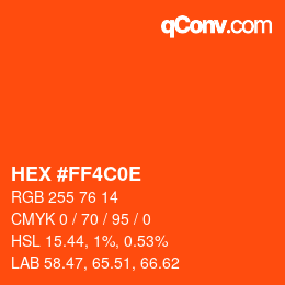 Code couleur: HEX #FF4C0E | qconv.com