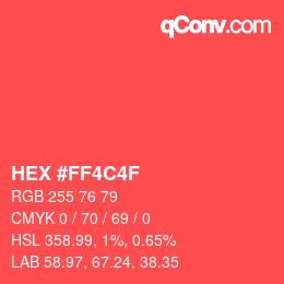 颜色代码: HEX #FF4C4F | qconv.com