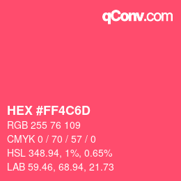 Color code: HEX #FF4C6D | qconv.com