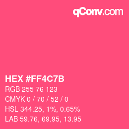 颜色代码: HEX #FF4C7B | qconv.com