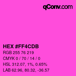 Color code: HEX #FF4CDB | qconv.com