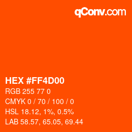 Color code: HEX #FF4D00 | qconv.com